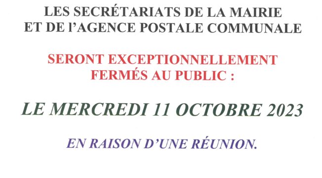 Fermeture exceptionnelle