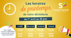 Horaires déchèterie printemps 2026