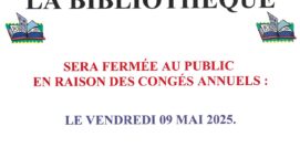 Fermeture bibliothèque