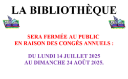 Fermeture Bibliothèque