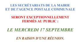 Fermeture exceptionnelle pour réunion