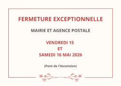 Fermeture 15 et 16 mai