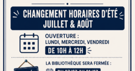 📖 Votre bibliothèque change d&rsquo;horaires pour juillet et août,  et fermera sur 2 périodes📖
