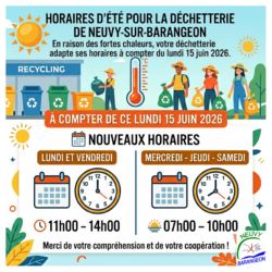 Déchetterie - horaire d'été 2026
